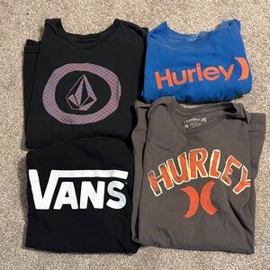 Mixed Skate/Surf T-Shirt Bundle - Vans, Hurley, Volcom - Black, Blue, Gray